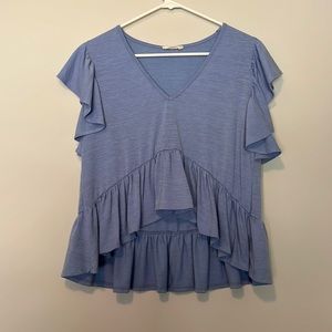 Altar’d state blue ruffle t-shirt